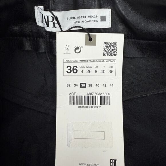 Zara Mom Faux Leather Pants In Black Womens Size 4 - Picture 5 of 6